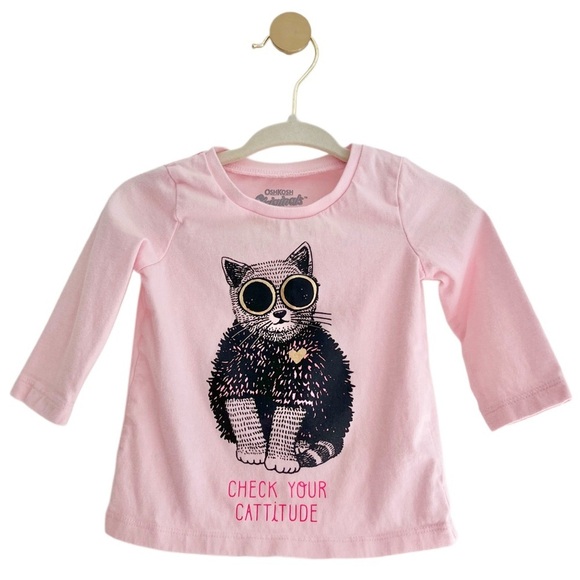 OshKosh B'gosh Other - 💫$4/ADD ON💫 OshKosh Pink Cat Long Sleeve Tee - Baby Girl 6 MTH